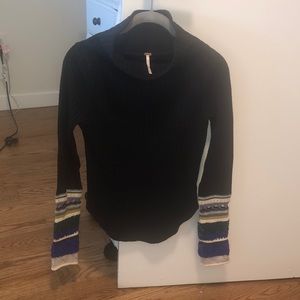 Free People Turtleneck Embroidered Sleeve SMALL